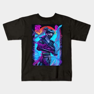 Neon  male samurai Kids T-Shirt